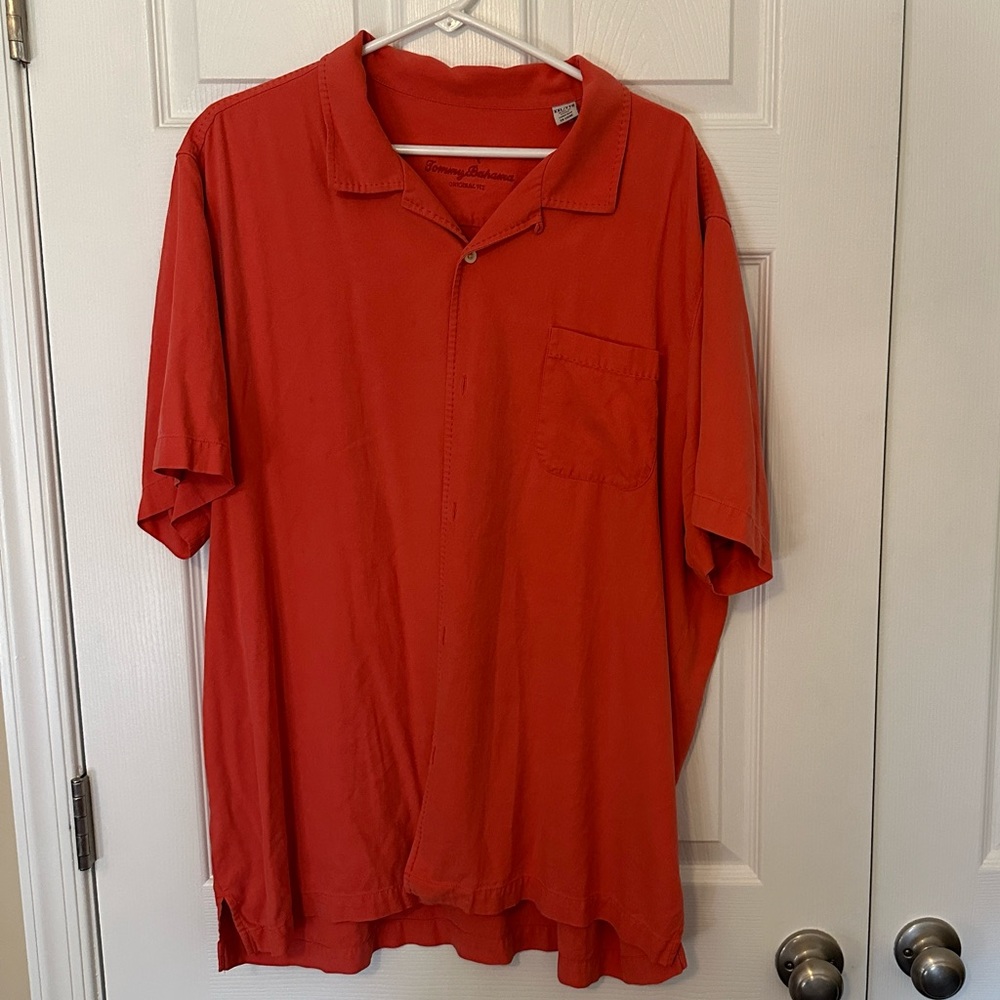 Tommy Bahama Button Up Mens Short Sleeve Shirt 100% Silk 2XL